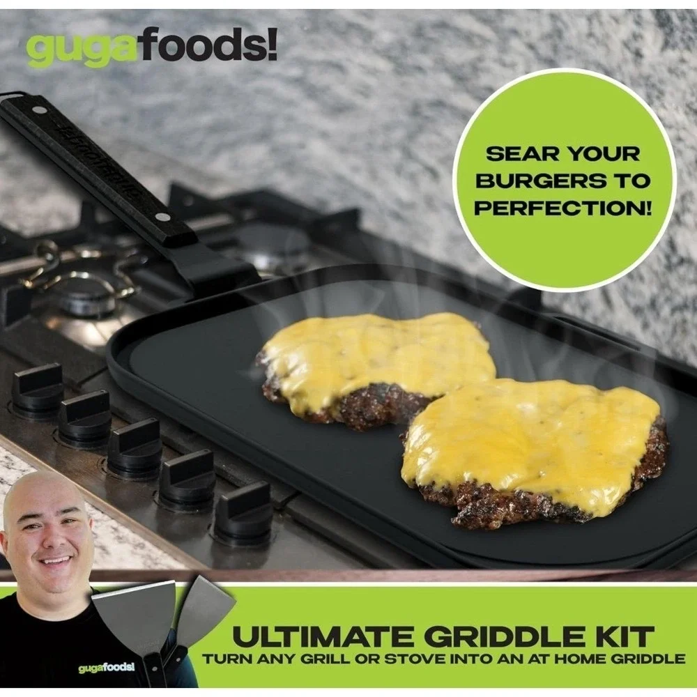 Guga Foods‎ Ultimate Griddle Kit Set. NWT. Grill locks. 2 Spatulas. Griddle.